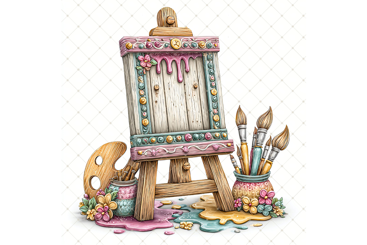 Canvas on Wooden Easel Clipart JPG, an Illustration by Memories By Lea (Photo 13 of 19)