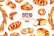 Watercolor Bread clipart, a Food Illustration by NataliMiasStore (Thumbnail 1 of 5)