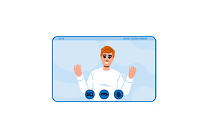 Man making video call and gesturing, a Technology Illustration by pikepicture