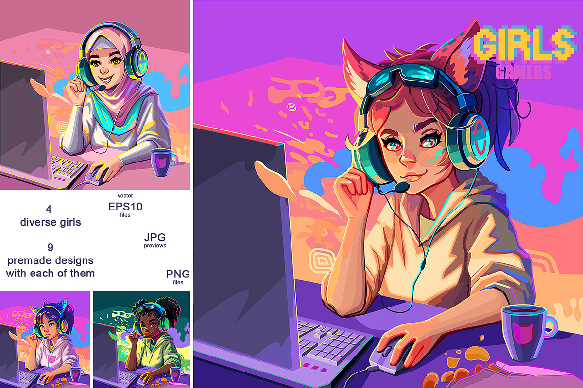 Girls Gamers Vol.1., a Person Illustration by Ekaterina Glazkova (Photo 2 of 10)