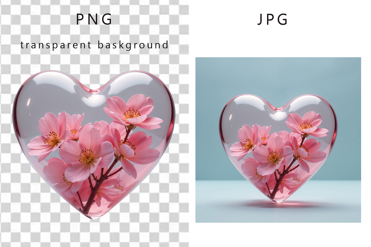 Glass Heart Flowers Clip Art, a Decorative Illustration by TetianaArt (Photo 7 of 10)