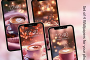 Cozy Coffee Latte Phone Wallpapers, a Wallpaper Graphic by Kalindiprints (Thumbnail 6 of 6)