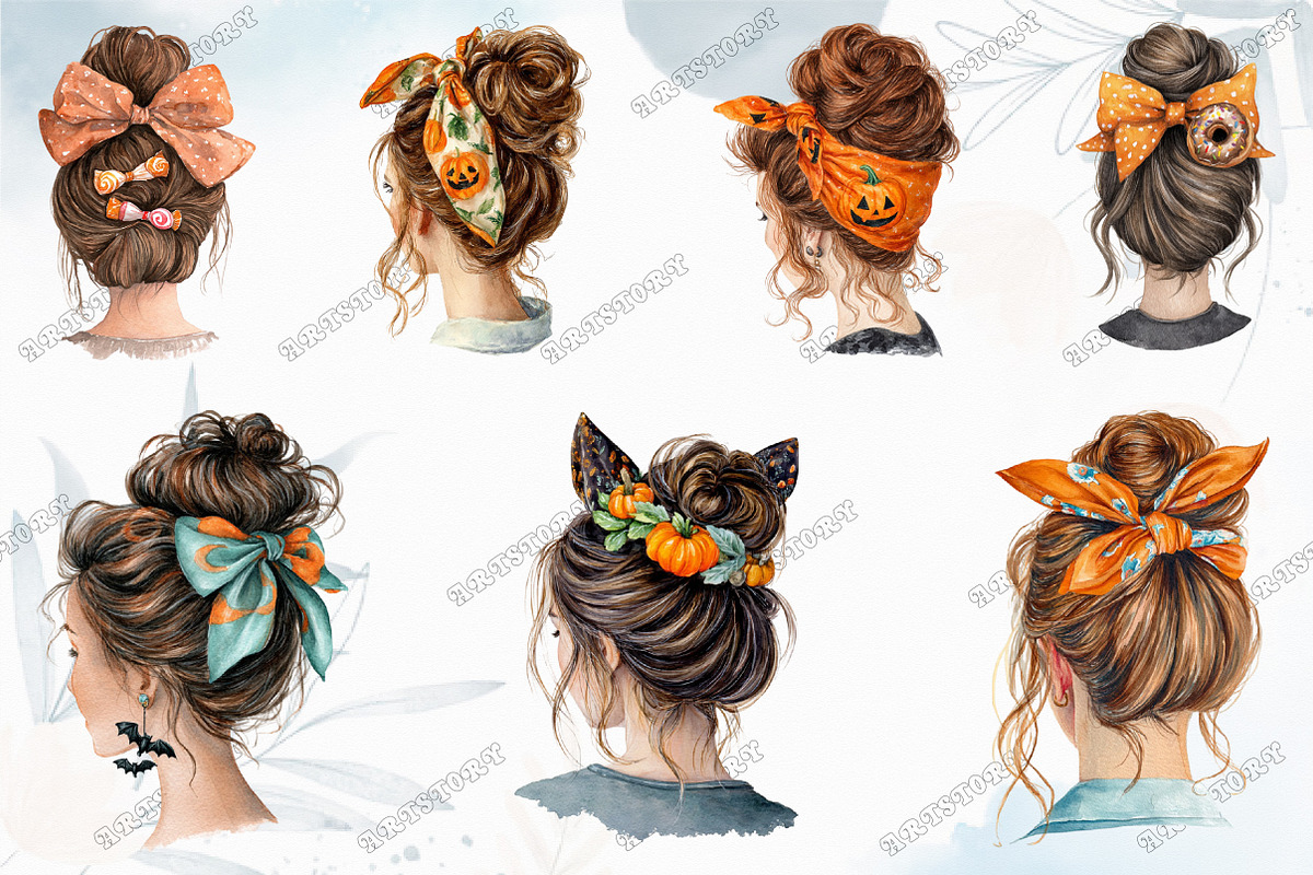 Halloween Messy Bun Png Bundle, a Graphic by designcity5 (Photo 2 of 5)
