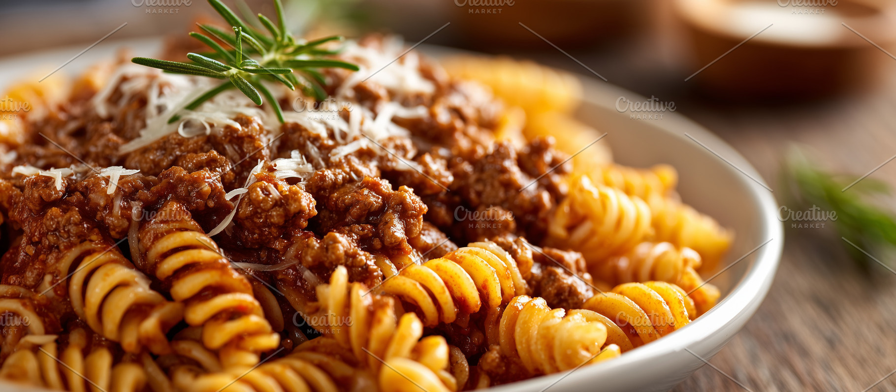 Delicious fusilli pasta with rich, a Food & Drink Photo by MistyDay