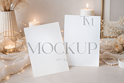 Two Vertical Invitation Cards Mockup, a Product Mockup by TatiMockup (Thumbnail 1 of 4)