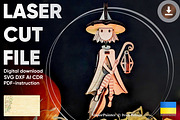 Halloween Witch Ornament - Laser Cut, an Object Graphic by VectorPainter (Thumbnail 1 of 19)