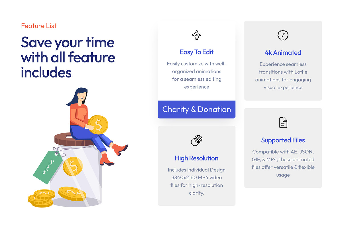 Charity Donation Animated Art Set, a Person Illustration by Vectors Market (Photo 2 of 5)