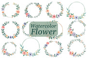 Elegant Watercolor Floral Wreaths, an Illustration by Creativeshirt (Thumbnail 1 of 11)