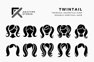 Twintail Hairstyle Icon Vector, an Icon by Akatype Studio