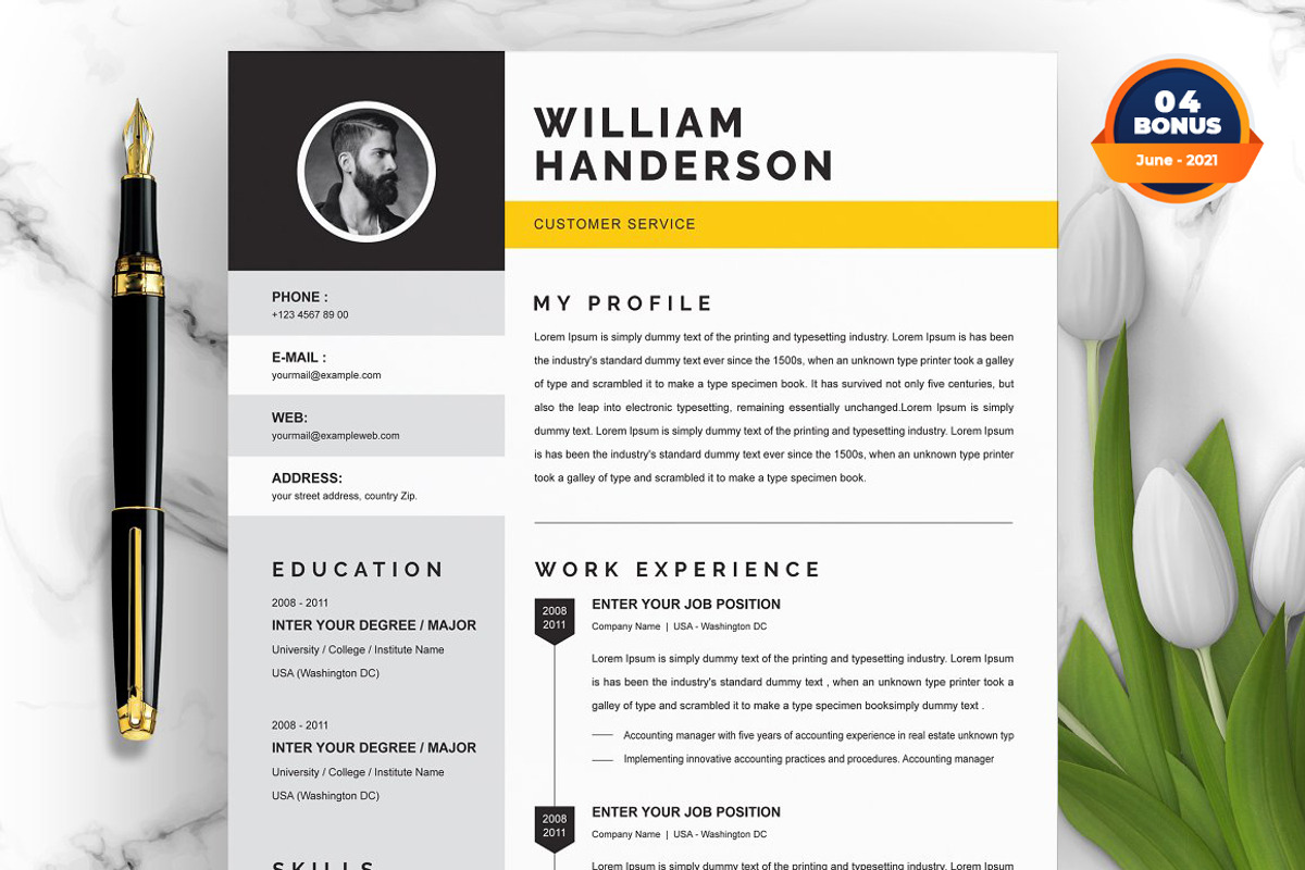 Resume/CV Bundle | 200+ for $29, a Resume Template by ResumeInventor (Photo 180 of 207)