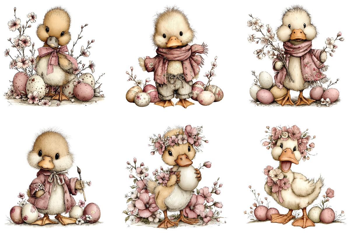 Whimsical Easter Duck Clipart, an Illustration by CraftArtStudio (Photo 3 of 6)
