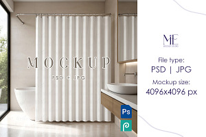 Shower Curtain Mockup, a Household Mockup by Mie Mockup Studio