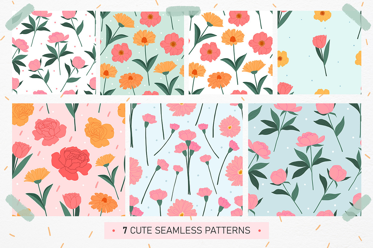 Spring elements, patterns, lettering, a Decorative Illustration by hanifa_design (Photo 3 of 8)