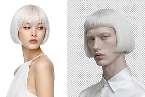2 White Bob Hair Portraits PNGs, a Person Photo by Hamza067