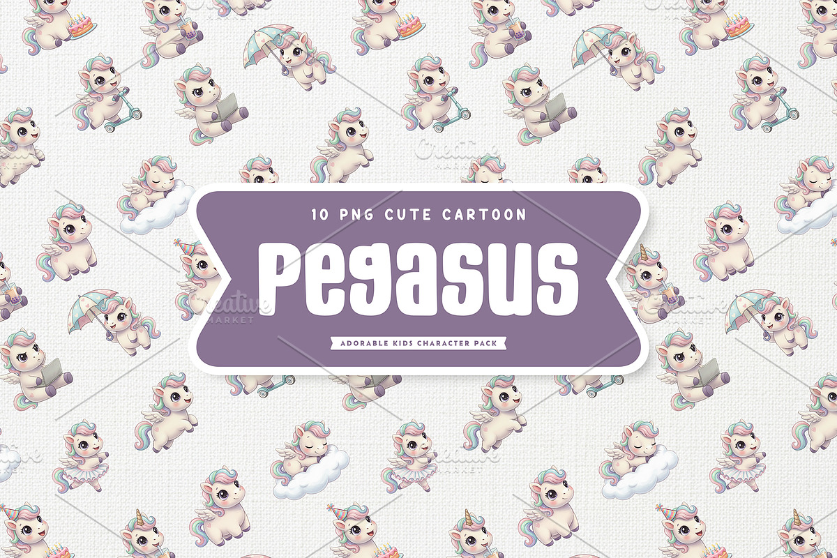 Little Pegasus Cute Cartoon, an Animal Illustration by Gohsantosa (Photo 2 of 4)