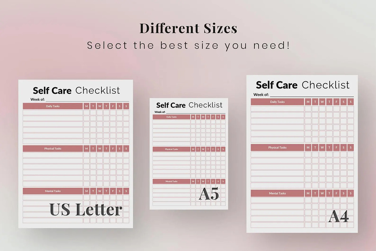 Printable Self Care Checklist PDF, a Stationery Template by Snapybiz (Photo 3 of 5)