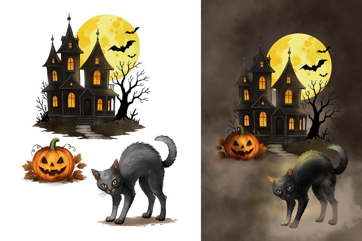 Halloween Watercolor Collection, a Seasonal Illustration by IrynaPanashii (Photo 5 of 19)