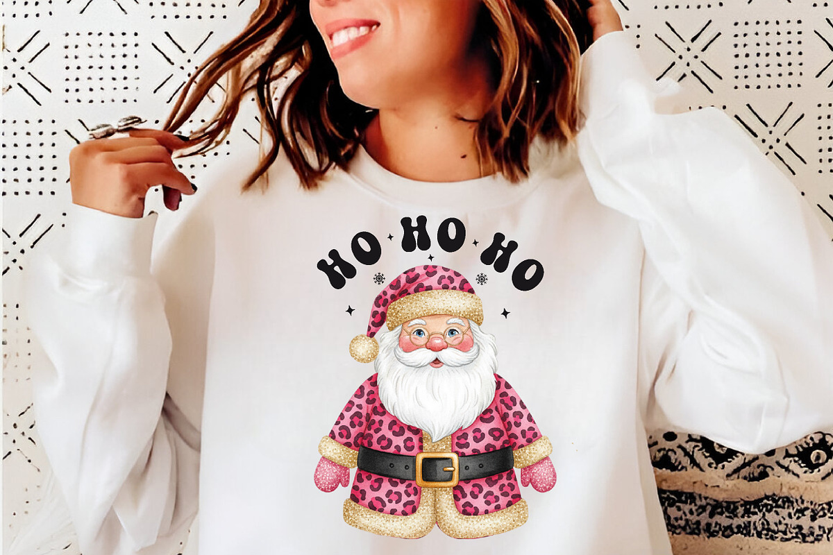 Pink Leopard Glitter Santa PNG, an Illustration by SinaCreation (Photo 5 of 7)