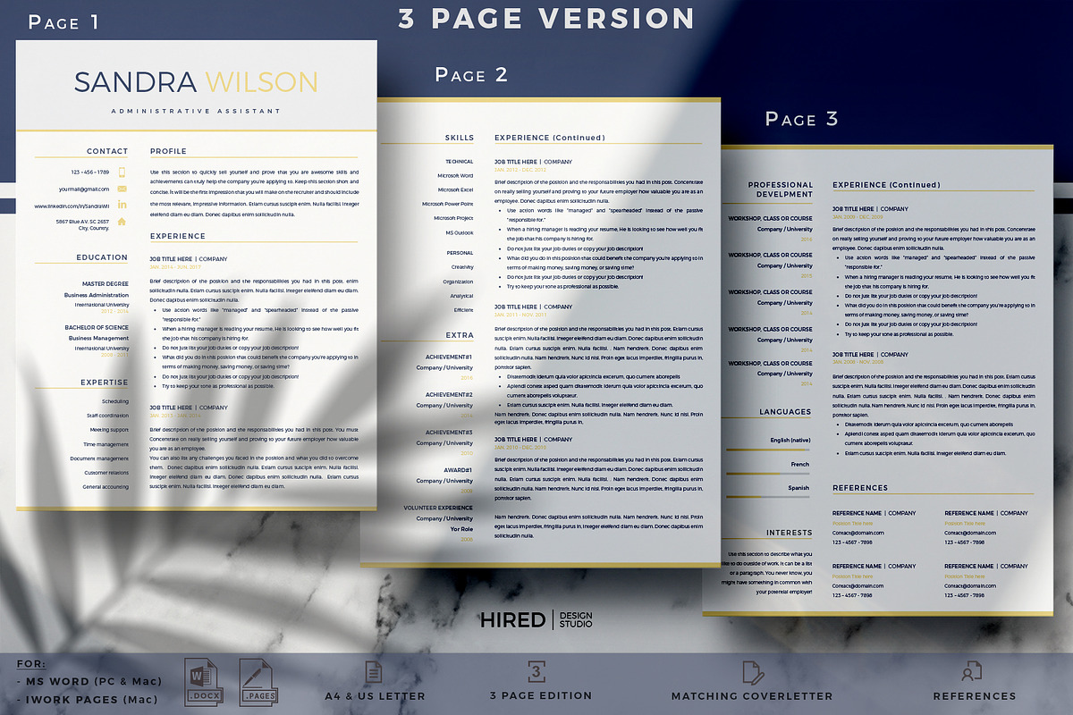 Professional Resume Template Bundle, a Resume Template by HIRED Design Studio (Photo 5 of 13)