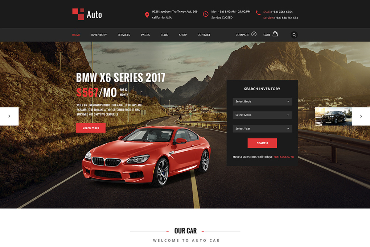Auto - Modern car rental service PSD, a Websites & App Template by Knighthemes (Photo 1 of 11)