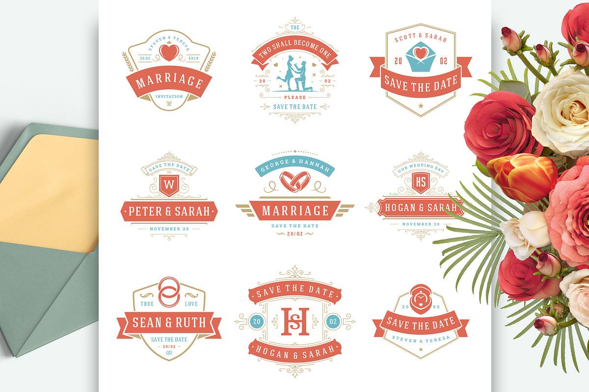 18 Wedding Logos and Badges, a Branding & Logo Template by Vasya Kobelev (Photo 7 of 13)