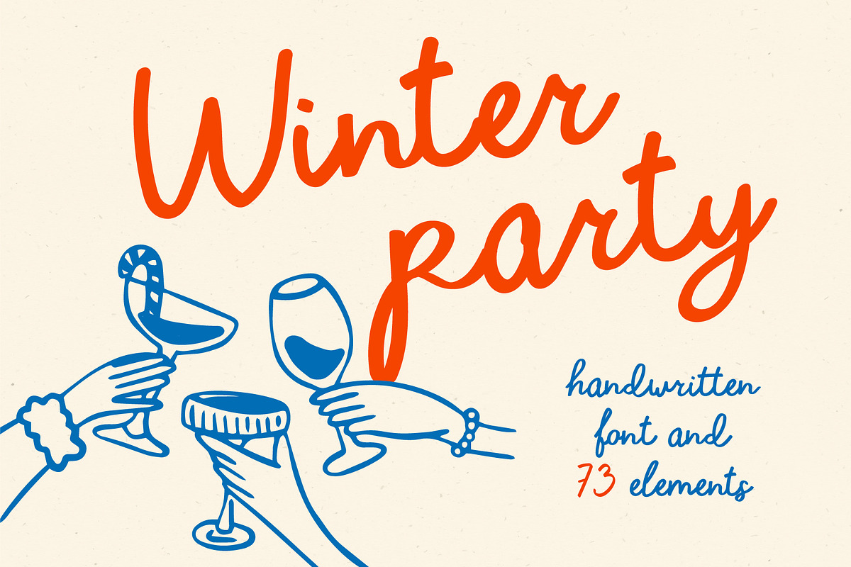 Winter party | Handwritten font, a Handwritten Font by JuliaVolkova (Photo 1 of 10)