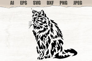 Stencil Cat Silhouette, an Animal Illustration by MARYCRAFTIRIA