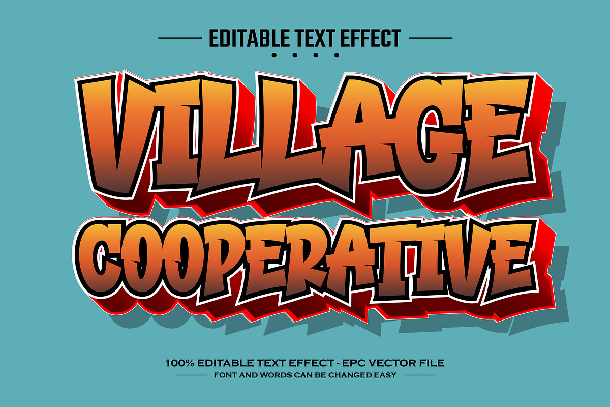 Village 3D editable text effect, a Layer Style Add-On by nicemorning (Photo 1 of 3)