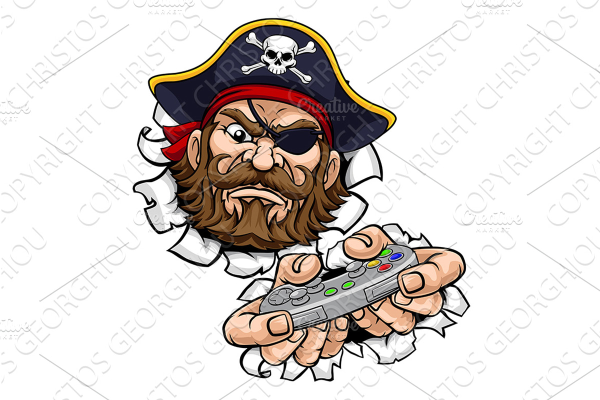 Pirate Gamer Video Game Controller, an Object Illustration by Christos Georghiou