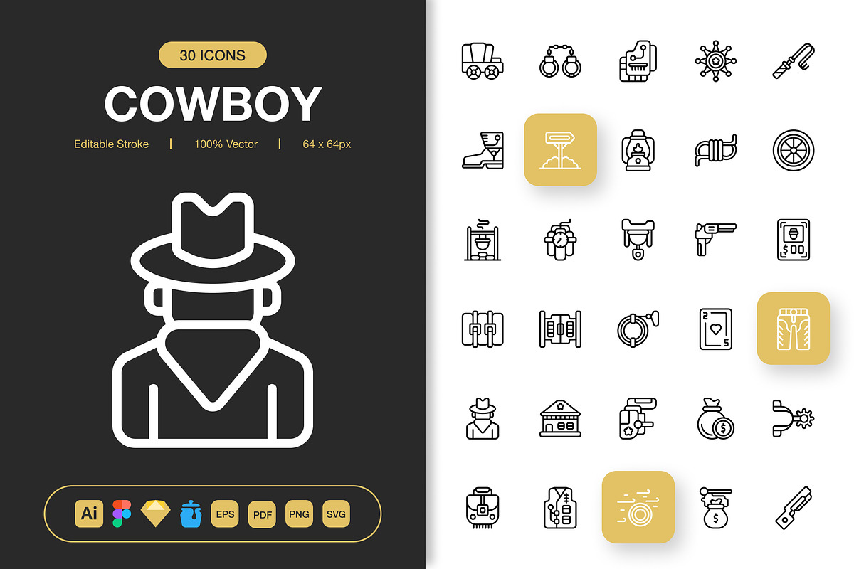 Cowboy Icons, an Outline Icon by Spacepixel Creative