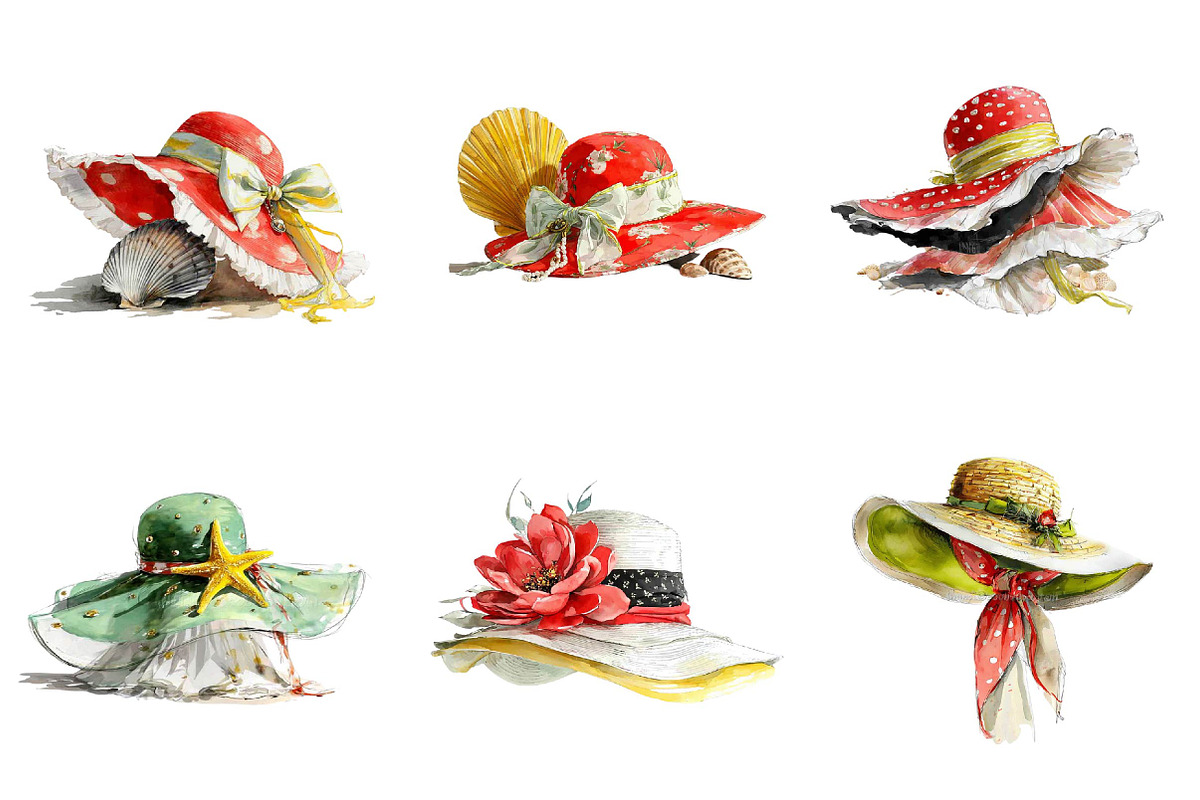 Whimsical Summer Hat Clipart, an Illustration by DreamPrint404 (Photo 5 of 7)