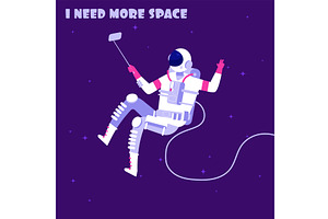 Astronaut In Weightless. Spaceman In