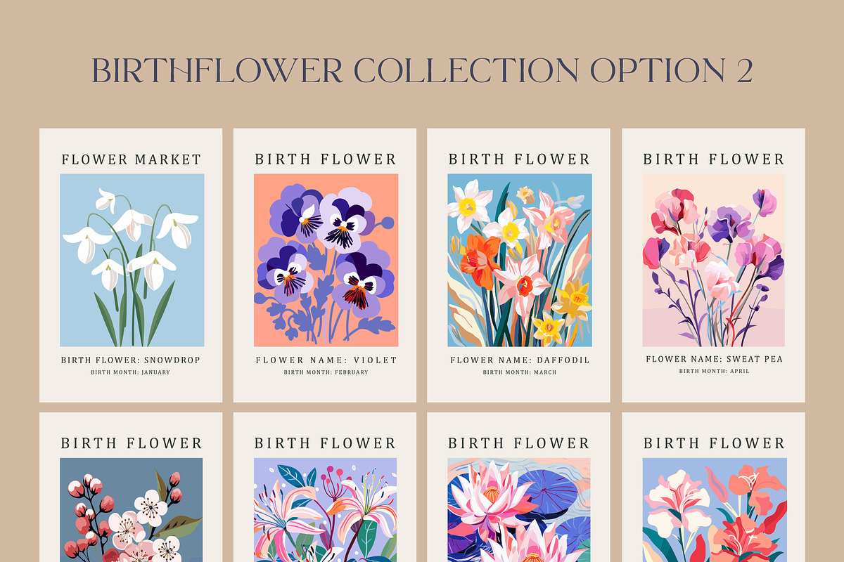 Birth Month Flower Market Wall Art, an Object Graphic by Olya Creative (Photo 5 of 12)