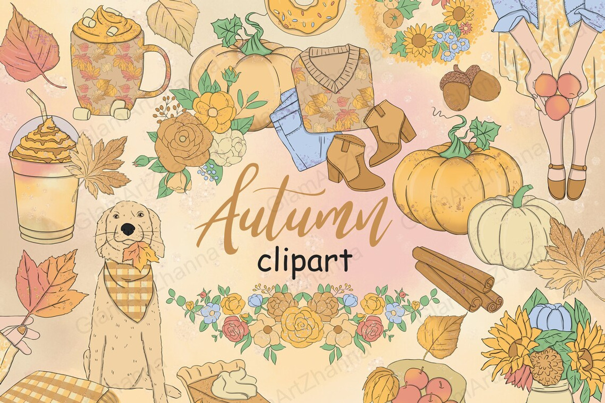 Autumn Clipart, a Work Illustration by GlamArtZhanna (Photo 1 of 3)