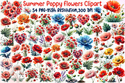 Summer Poppy Flowers Clipart, an Illustration by Sublimation Artist (Thumbnail 1 of 6)