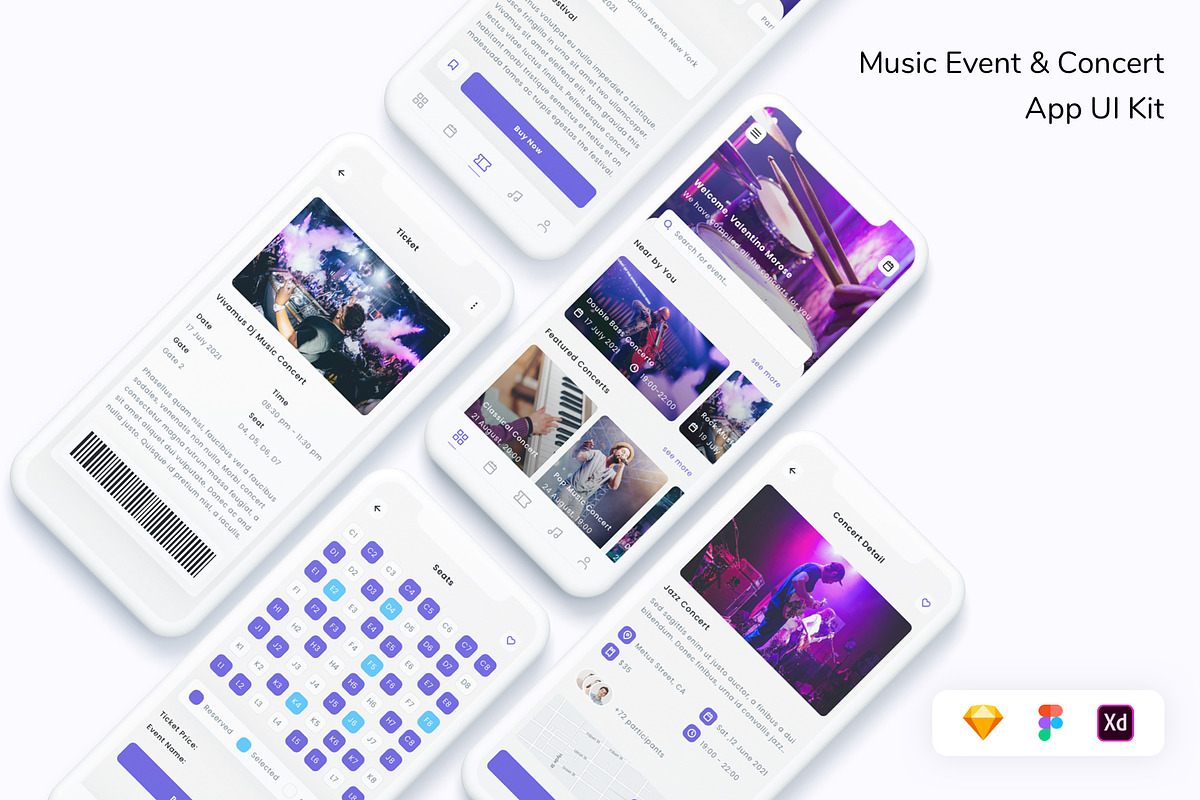 Music Event & Concert App UI Kit, an App Template by Betush
