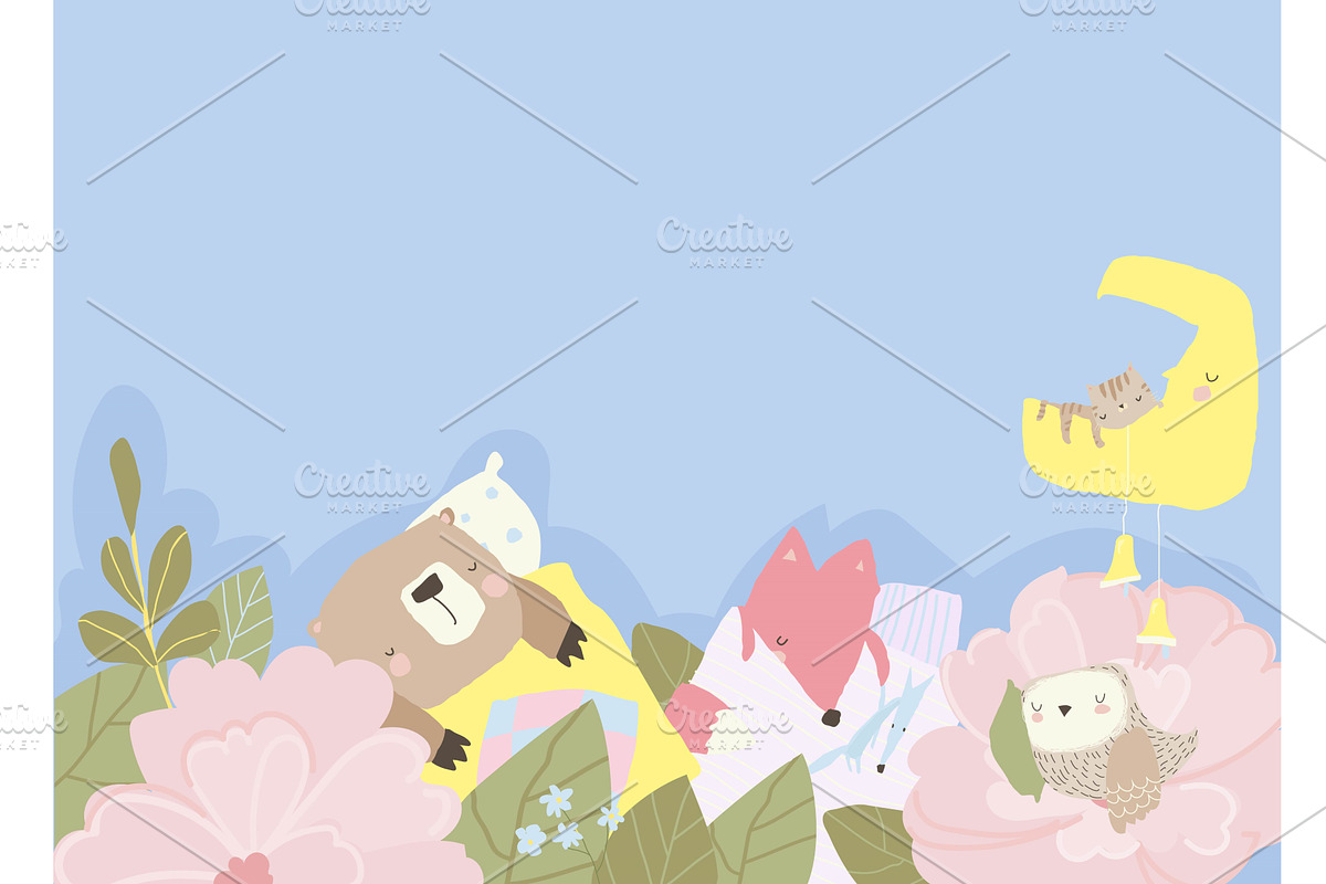 Relaxing animals. Cute sleeping, an Animal Illustration by Maria Starus