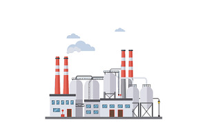 Industrial factory with red and whit, an Illustration by designvectx
