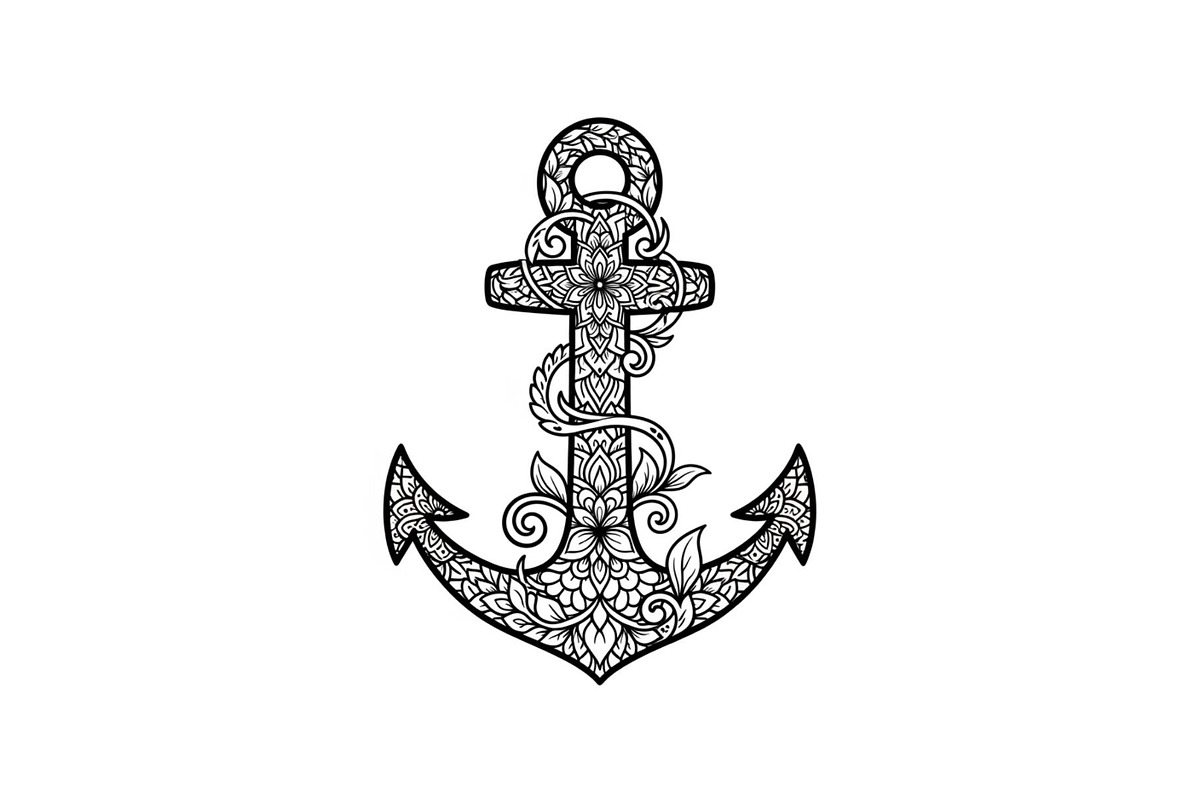 Ornamental Anchor Silhouette SVG, an Illustration by Designs_River (Photo 22 of 31)