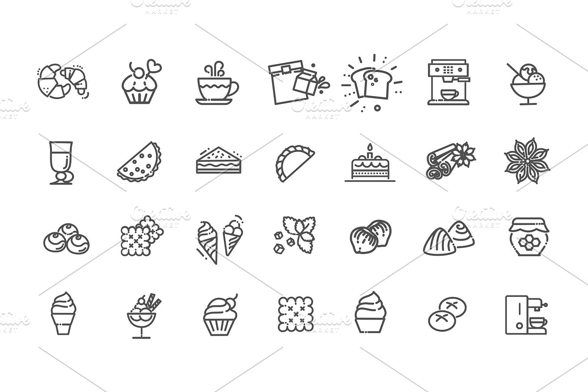 Food Vector Icons. Vegan Icons, an Outline Icon by Tettygreen (Photo 2 of 3)