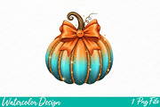 Coquette Pumpkin Fall Sublimation, an Illustration by Watercolor design (Thumbnail 1 of 3)