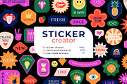 Retro stickers, vector creator, an Object Graphic by Yamurchik (Thumbnail 1 of 8)