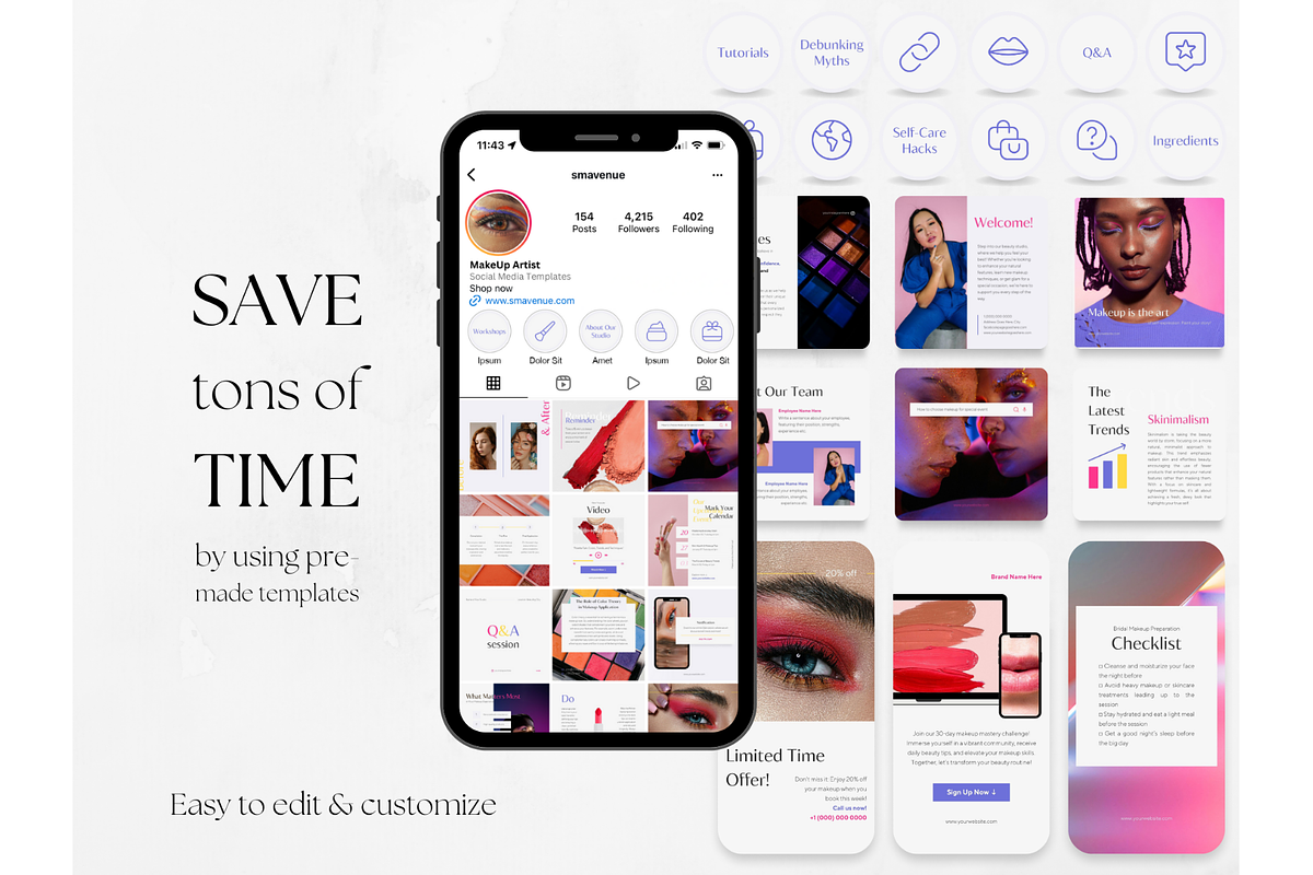 300 Color MakeUp Social Media BUNDLE, a Social Media Template by PatternLab. (Photo 5 of 9)