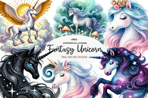 Fantasy Unicorn Clipart, an Illustration by CreationArt
