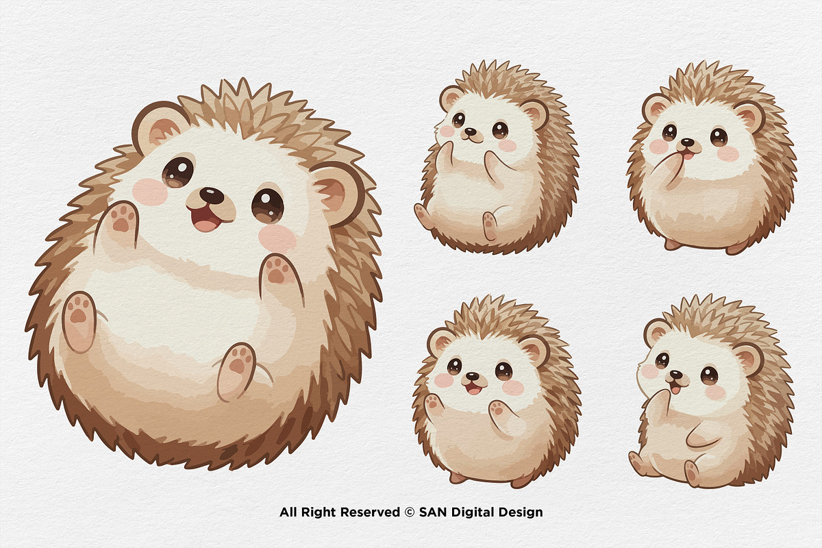 15 Bundle Watercolor Baby Hedgehog, an Animal Illustration by Morspective (Photo 5 of 8)