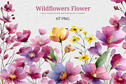 Wildflowers Watercolor Clipart, an Illustration by DreamCafeArt (Thumbnail 1 of 6)