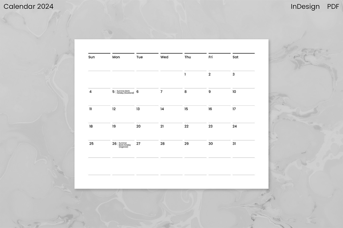 Minimalist Calendar 2024 (InDesign), an Object Graphic by Kessens (Photo 19 of 28)