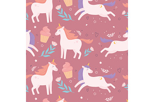 unicorns and cupcakes, an Animal Illustration by studiogstock