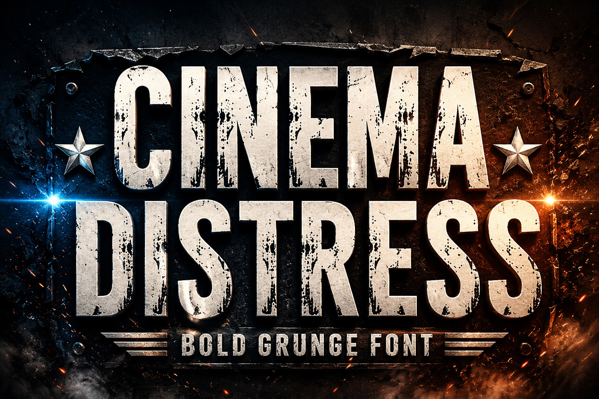 Cinema Distress – Bold Grunge, a Sans Serif Font by Limited.studio (Photo 1 of 5)