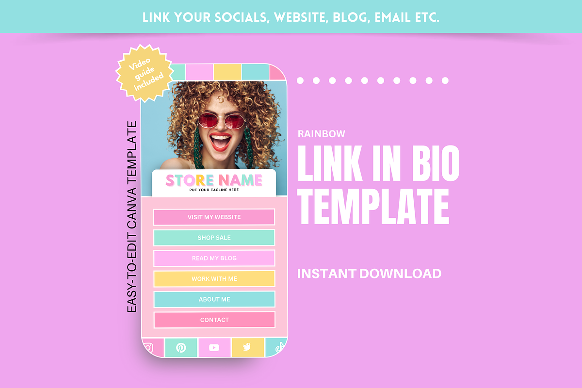 Rainbow Link in Bio, a Landing Page Template by SunshineStudioBoutique (Photo 1 of 9)